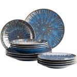 Servizi piatti blu chiaro di porcellana 12 pezzi per 4 persone Mäser 