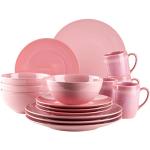 Piatti rosa in ceramica 16 pezzi per 4 persone Mäser 