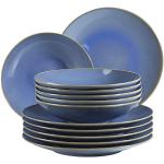 Servizi piatti azzurri in ceramica 12 pezzi per 6 persone Mäser 