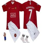 Maglia da calcio per bambini rossa della finale di Champions League del Manchester United Ronaldo Mosca 2008. Set di 4 magliette da calcio per bambini