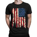 Maglietta da uomo in stile retrò, casual, a maniche corte, con scollo rotondo, americano Independence Day Print, da uomo, Nero , XXL