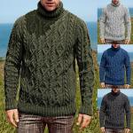 Maglie grigie 3 XL taglie comode di lana a collo alto manica lunga per Uomo 