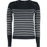 Maglione di Voodoo Vixen - Black Sea Striped Crew Neck Sweater - M a XL - Donna - nero/bianco
