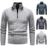 Pullover casual grigi 3 XL taglie comode di lana lavabili in lavatrice per l'autunno per Uomo 