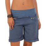 Malito Pantaloncini da Tessuto di Lino con Elastic Cintura dei Pantaloni 6822 Donna (XL, Blu)