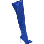 Stivali larghezza A blu numero 38 di raso con cerniera con tacco a spillo per Donna Malù 