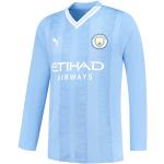 Vestiti ed accessori azzurri L in poliestere a righe da calcio per Uomo Puma City Manchester City 