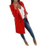 Cardigan lunghi eleganti rossi XL taglie comode di pile manica lunga per Donna 