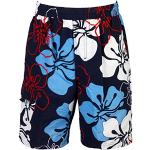 Pantaloni blu navy 6 XL taglie comode in poliestere a fiori con elastico per Uomo 