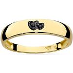 MARKO Anello per il cuore dell'oro per donne con diamanti neri di 0,02 carati, 14 carati oro (585) | Anello d'oro con scatola | Anello d'oro per donne n. 30
