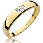 MARKO Signore dorate di cuori, decorate con diamanti da 0,02 carati | 14 carati oro (585) | Anello d'oro da donna | Anello per donne #23