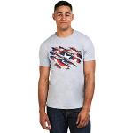 Magliette & T-shirt grigie XXL taglie comode traspiranti con scollo tondo mezza manica con scollo rotondo per Uomo Capitan America 