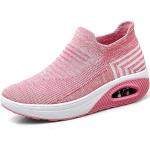 Sneakers larghezza E casual rosa numero 37 in mesh con allacciatura elasticizzata traspiranti con zeppa 
