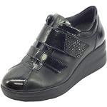 Sneakers larghezza E casual nere numero 40 chiusura velcro a strappo per Donna Melluso 