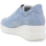 Sneakers larghezza E casual blu numero 36 in pelle di camoscio con cerniera con cerniera per Donna Melluso 