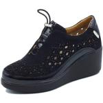 Melluso Walk K55370W Nero Sneakers per Donna in Nabuk Traforato Zeppa Alta (Taglia 39)