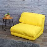 Mendler Poltrona letto pouf relax HWC-E68 trasformabile tessuto ' giallo