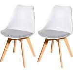 Mendler Set 2x sedie HWC-E53 bianco con seduta in tessuto grigio gambe chiare