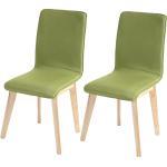 Mendler Set 2x sedie sala da pranzo Zadar tessuto legno massello 55x55x95cm ' verde con cuciture