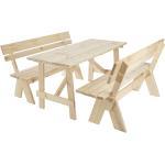Mendler Set tavolo con 2x panche Oslo per esterni legno massiccio 148cm naturale grezzo