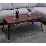 Mendler Tavolino lounge design industriale HWC-H10 acciaio verniciato legno di olmo marrone