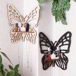 Mensole angolari di legno a tema farfalla 