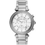 Orologi da polso scontati cronografi in acciaio inox di vetro minerale per Donna con quadrante in argento Michael Kors MICHAEL 