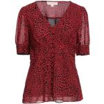 Bluse rosse S in poliestere leopardate con scollo a V mezza manica per Donna Michael Kors MICHAEL 