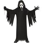 MIMIKRY 25th Anniversary Movie Edition Ghost Face Scream Lurex Costume per bambini con maschera fantasma Halloween Horror Film Scary Movie, taglia: M - 8-10 anni, Nero/Bianco.