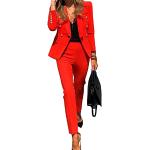 Tailleur elegante rosso S lungo manica lunga con pantalone per Donna Minetom 