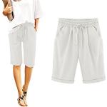 Pantaloni eleganti bianchi 3 XL taglie comode per l'estate con elastico per Donna Minetom 