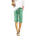 Pantaloni casual verdi 3 XL taglie comode per l'estate con elastico per Donna Minetom 