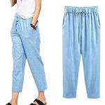 Pantaloni eleganti azzurri 3 XL taglie comode per l'estate con elastico per Donna Minetom 