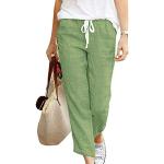 Pantaloni verdi S tinta unita per l'estate con elastico per Donna Minetom 