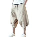 Pantaloni casual beige XXL taglie comode di lino da jogging per Uomo Minetom 