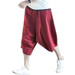 Pantaloni casual rossi M taglie comode di lino da jogging per Uomo Minetom 