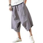 Pantaloni casual grigi S taglie comode di lino da jogging per Uomo Minetom 