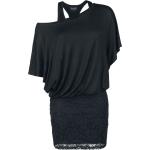 Mini abiti neri 5 XL taglie comode in poliestere a fiori mezza manica per Donna Black Premium by EMP 