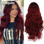 Parrucche rosse naturali per capelli ricci capelli lunghi per Donna 