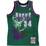 T-shirt multicolore XL in poliestere da basket per Uomo Mitchell & Ness Milwaukee Bucks 