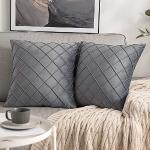 Cuscini grigio chiaro 50x50 cm in velluto da lavare a mano 2 pezzi per divani 