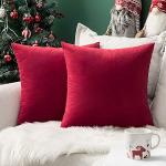 Cuscini rossi 40x40 cm in velluto tinta unita 2 pezzi per divani morbidi 
