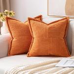 Cuscini scontati arancioni 45x45 cm in velluto a coste patchwork 2 pezzi per divani morbidi 