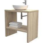 Mobiletto bagno a terra - Mensola lavabo portaoggetti, anche su misura, in 9 diverse colorazioni design 100% made in italy, per bagno e lavabi d'appoggio (Quercia sherwood, L80 - P50 - H78 cm)