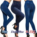 Jeans casual blu scuro 3 XL taglie comode in denim lavabili in lavatrice a vita alta per Donna 