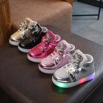 Sneakers larghezza A nere numero 21 in microfibra led per bambini 