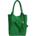 Shopper verde smeraldo di pelle per Donna 