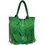 Shopper verde smeraldo di pelle per Donna 