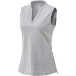 Magliette & T-shirt eleganti grigie S traspiranti lavabili in lavatrice senza manica con scollo a V per Donna 