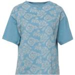 Magliette & T-shirt azzurre S di cotone a fiori mezza manica ricamate per Donna Momoní 